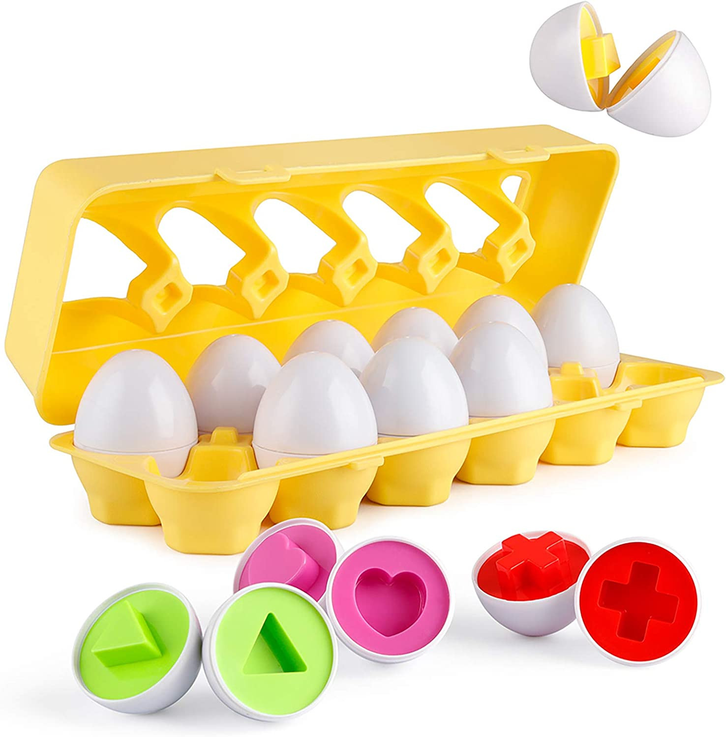Matching Eggs 12 Pcs Set Color & Shape Recoginition Sorter Puzzle for Toddlers E