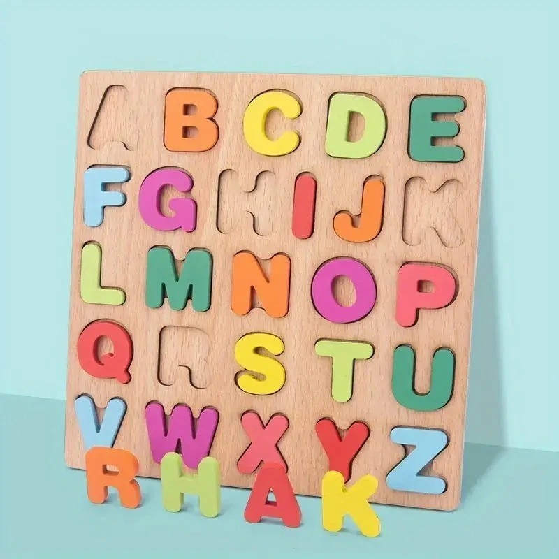 New — Baby Kids Learning Toys Wooden Alphabet Number Puzzle ABC Letters Board