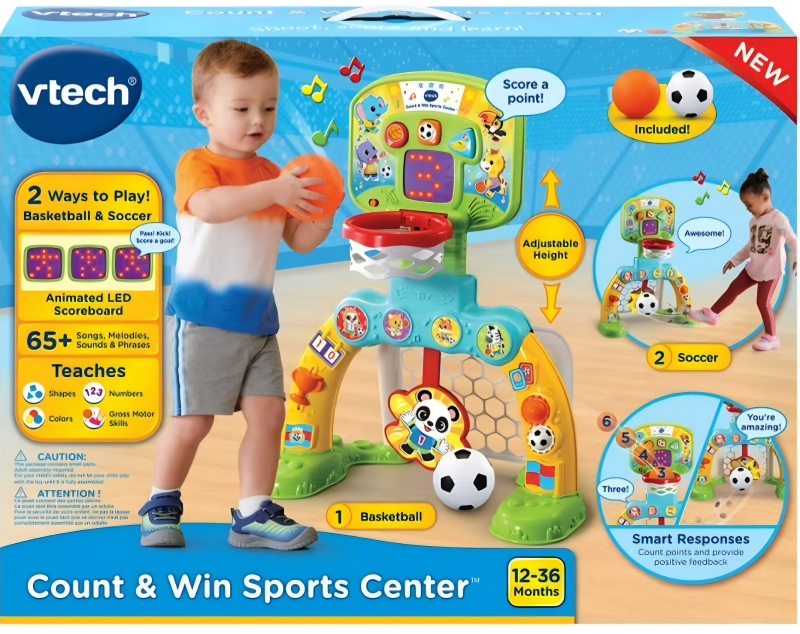 VTech Count and Win Toddler Sports Center Activity Toy New In Box-open box
