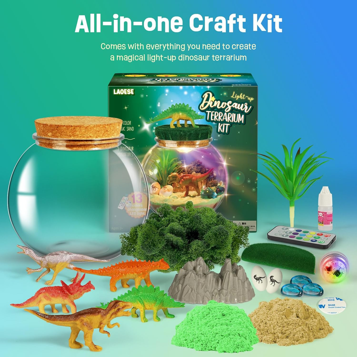 LAOESE Dinosaur Toys for Kids – Dinosaurs Terrarium Kit for Kids – Birthday Gift