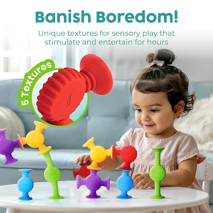 BUNMO Suction Bath Toys – 10pc Sensory Tub Toys for Kids Ages 3+ – STEM Learning