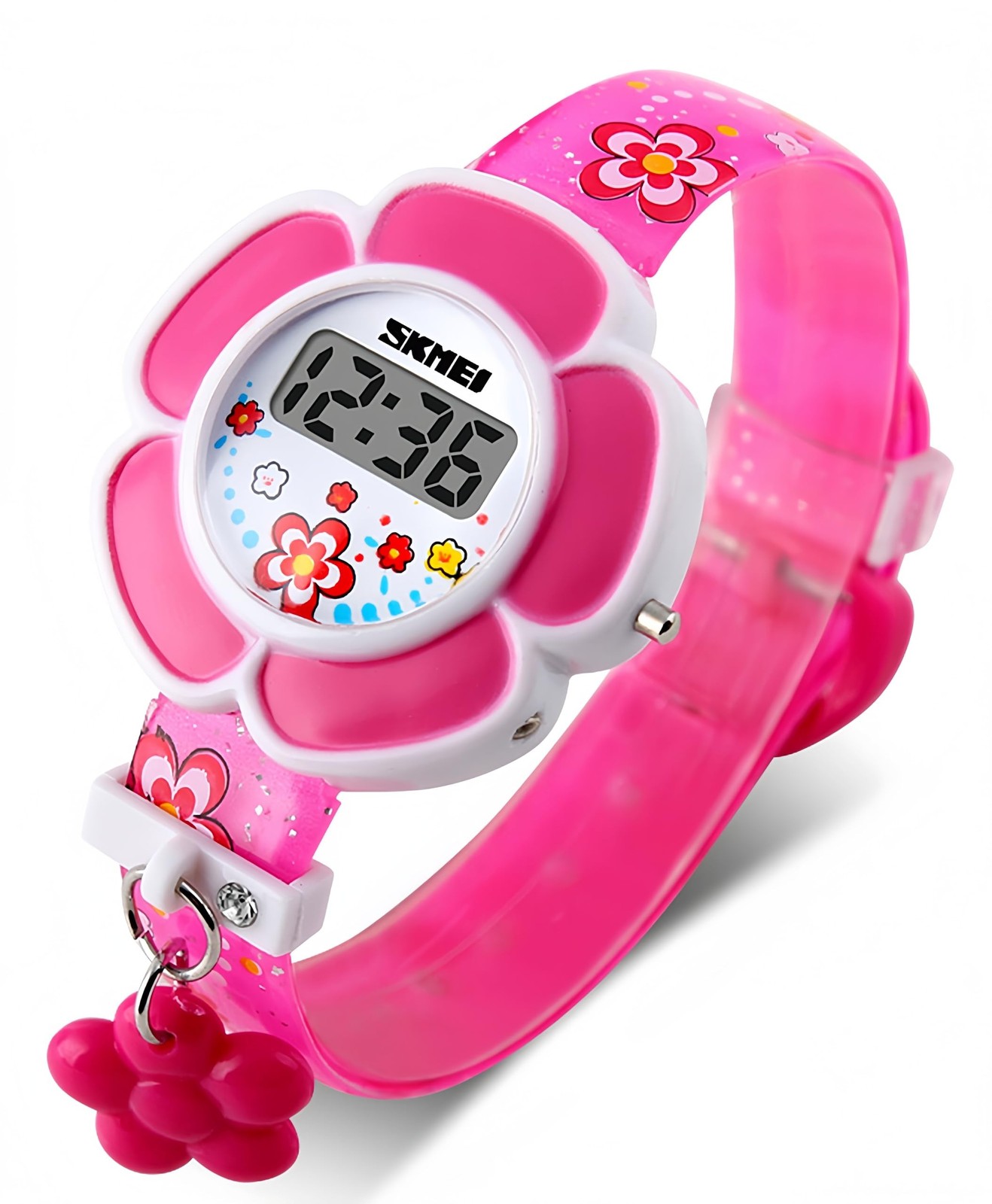 Kids Watch Girl Flower Shape Watch Novelty Cartoon Digital Watch 1144 Pink