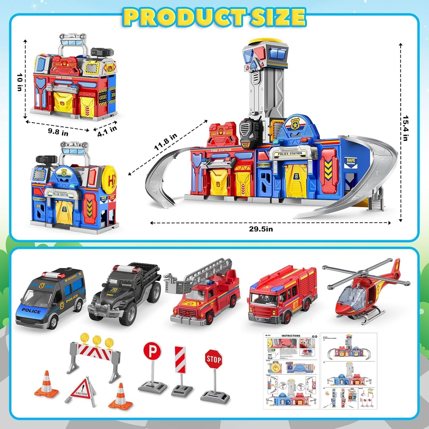 Educational City Action Toy Set with Lights and Sounds – Ages 3-8 – Portable Fun