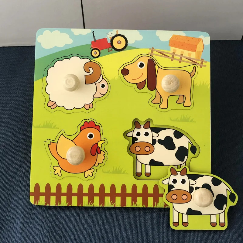 Wooden Shape Matching Building Blocks Kids Learning Toy US