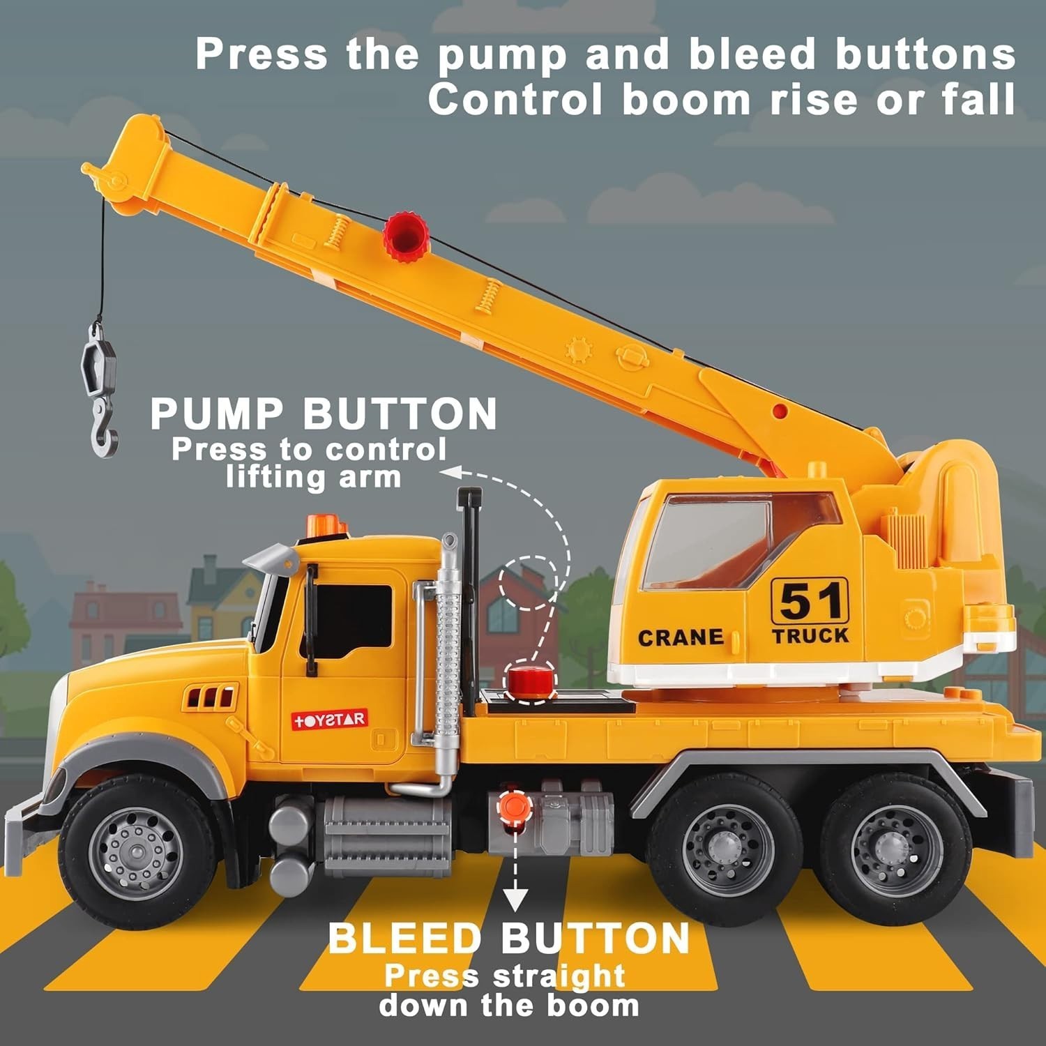 Kids Toys for 3 4 5 6 7 8 Years Old Boys Crane Truck Toy Friction Truck Vehicle