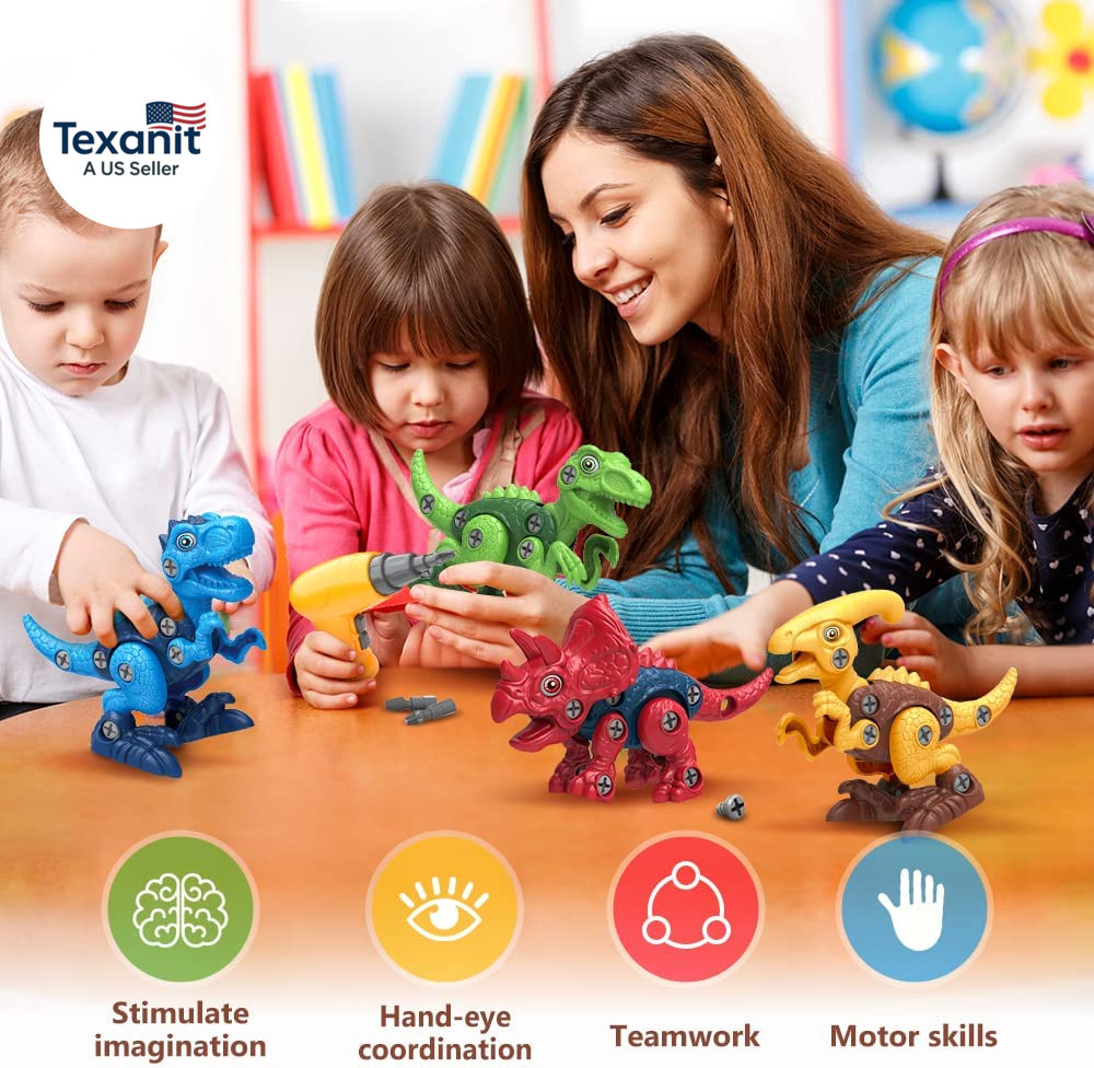 Dinosaur Toys for 3, 4, 5, 6, 7 Year Old Boys, Take Apart Toys with Electric Dri