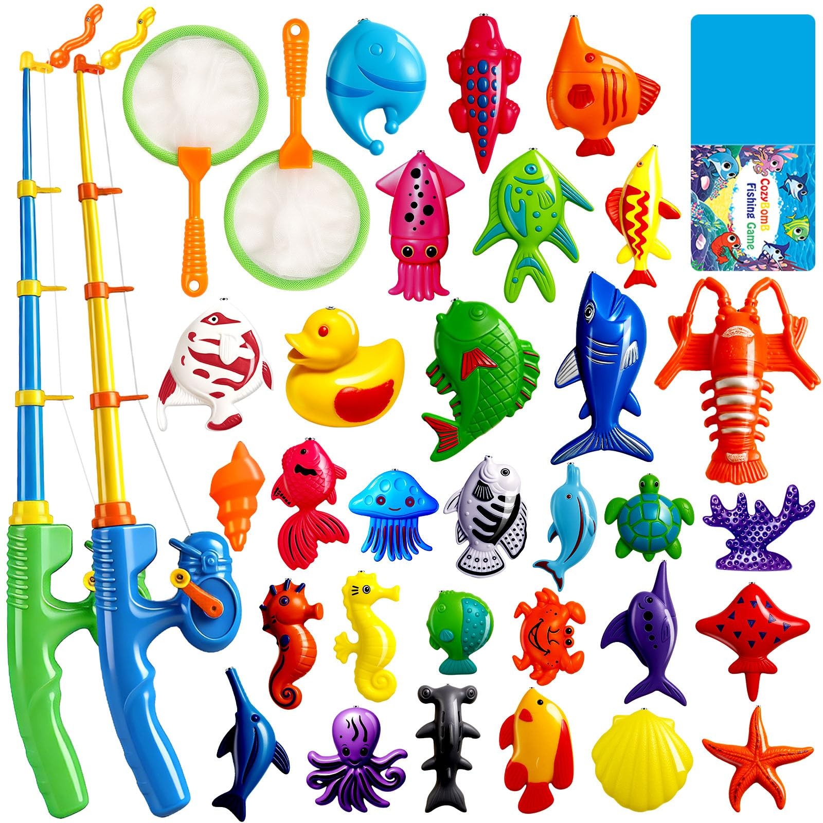 CozyBomB™ Magnetic Fishing Toys Game Set for Kids | 30 Fishes, Multicolor