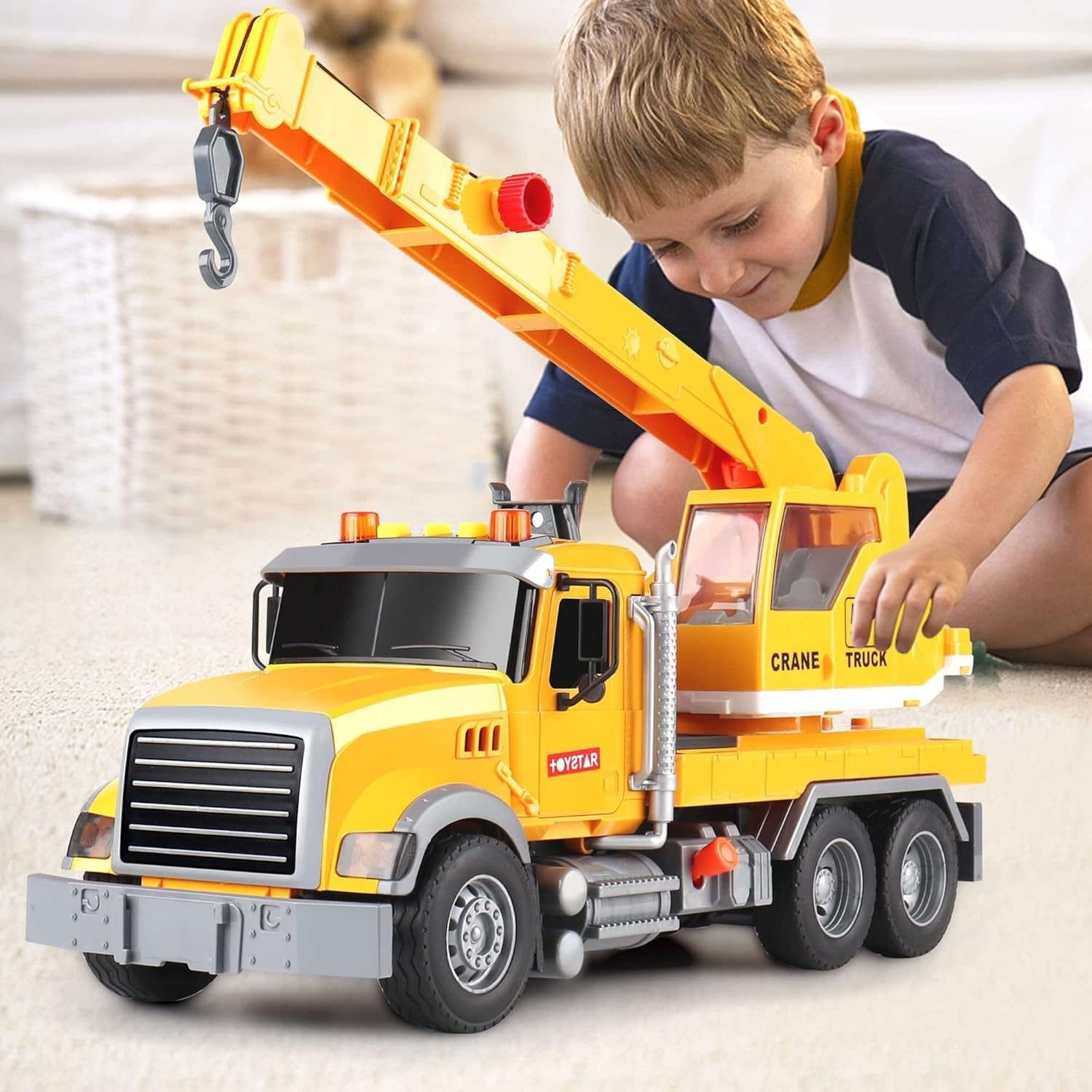 Kids Toys for 3 4 5 6 7 8 Years Old Boys Crane Truck Toy Friction Truck Vehicle