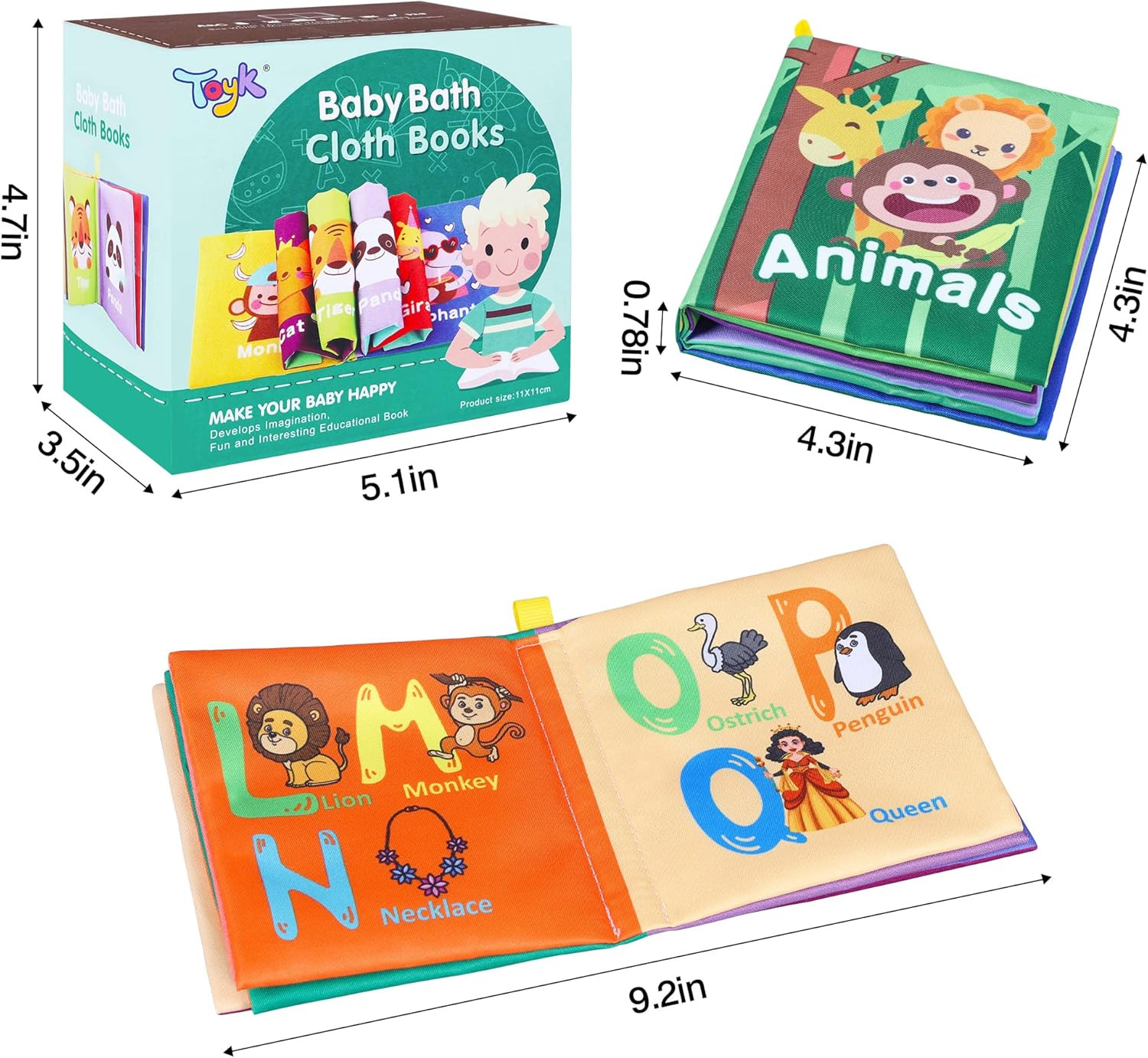 Baby Bath Books – Soft, Waterproof Cloth Books for Infants and Toddlers (Pack of