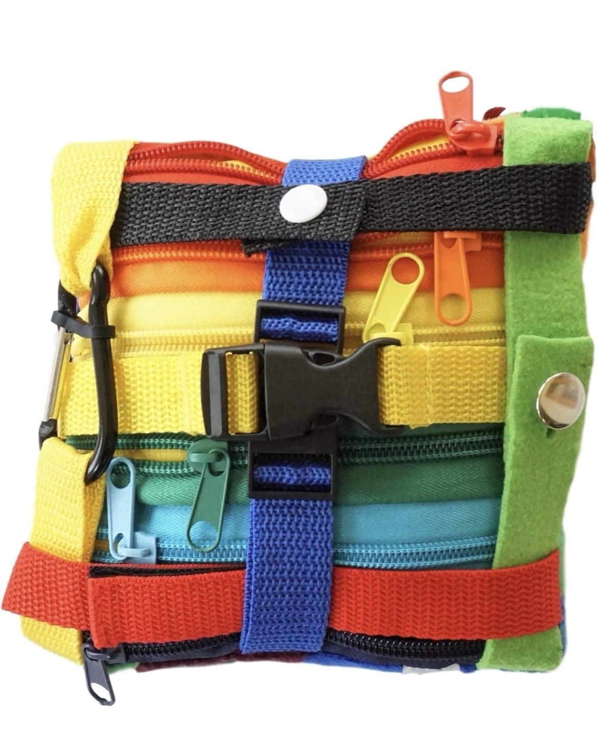 Toddler child fine motor skills sensory toy buckle zipper latches laces pillow