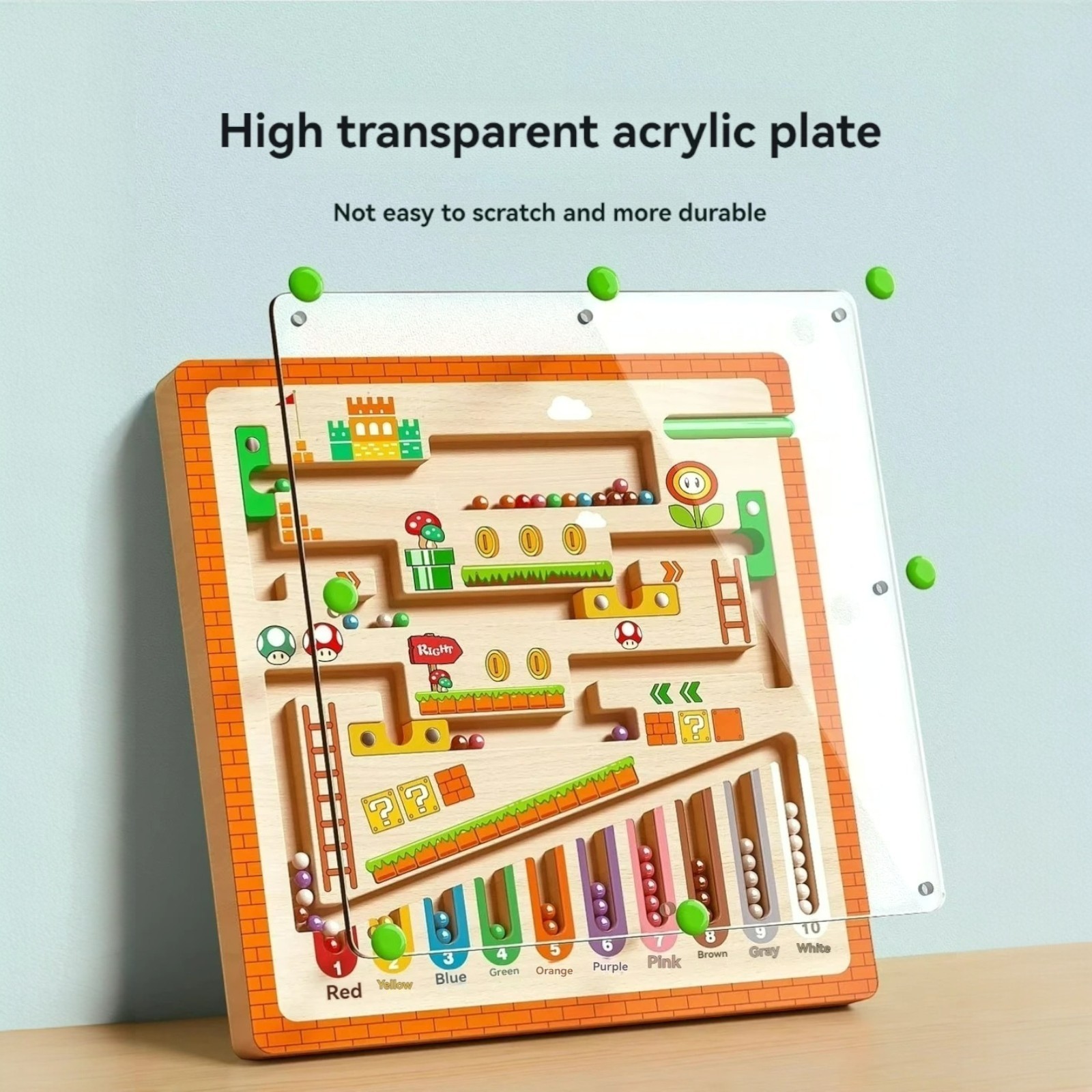 Wooden Magnetic Maze Toy Puzzle Game Board for Kids Learning & Logic Training