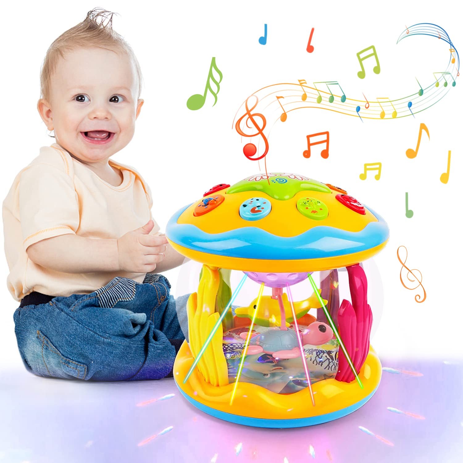 Baby Toys 6 to 12 Months Ocean Projector Light Up Medium, Yellow