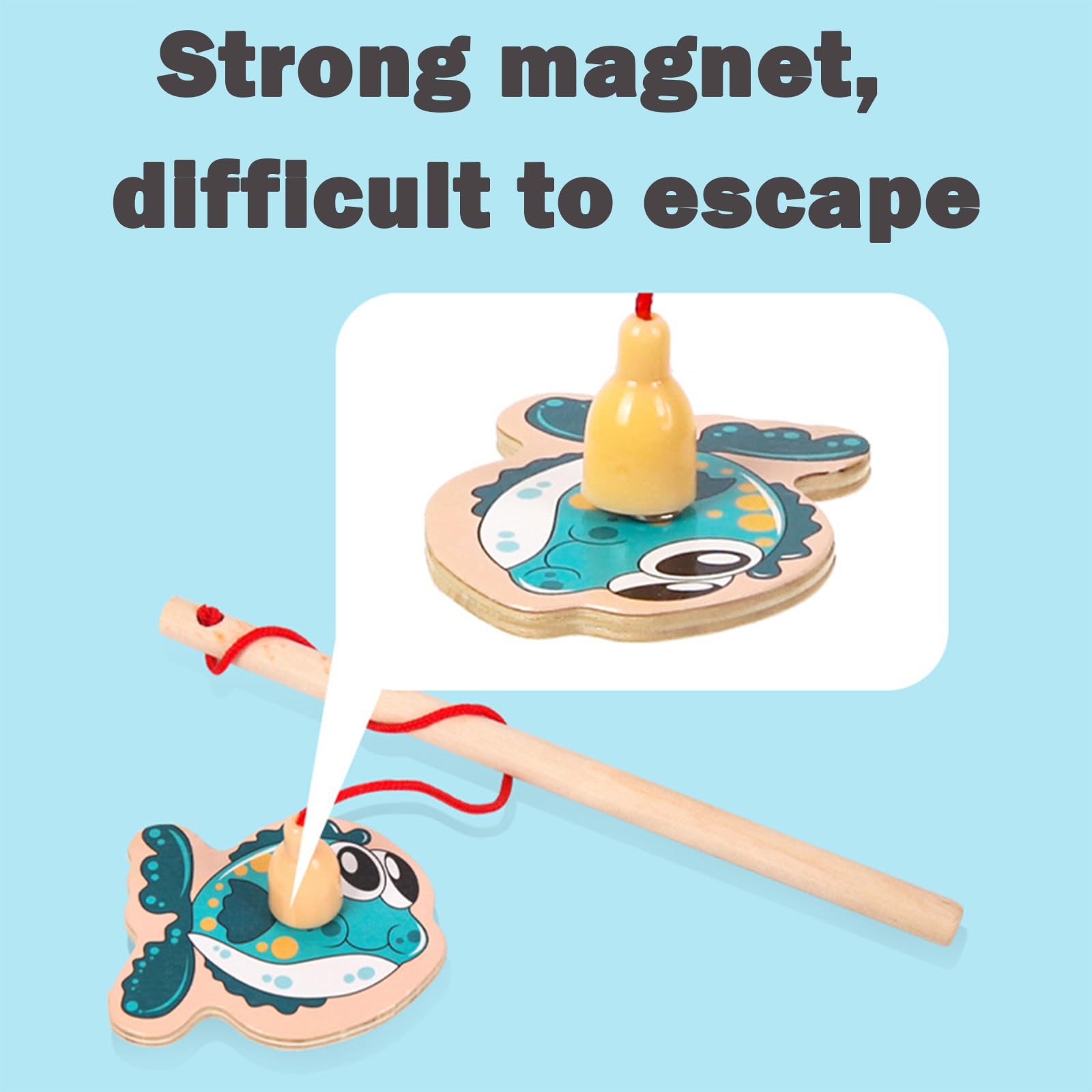34 Pieces Magnetic Fishing Game for Kids Wooden Magnet Fishing Game Wooden Ma…