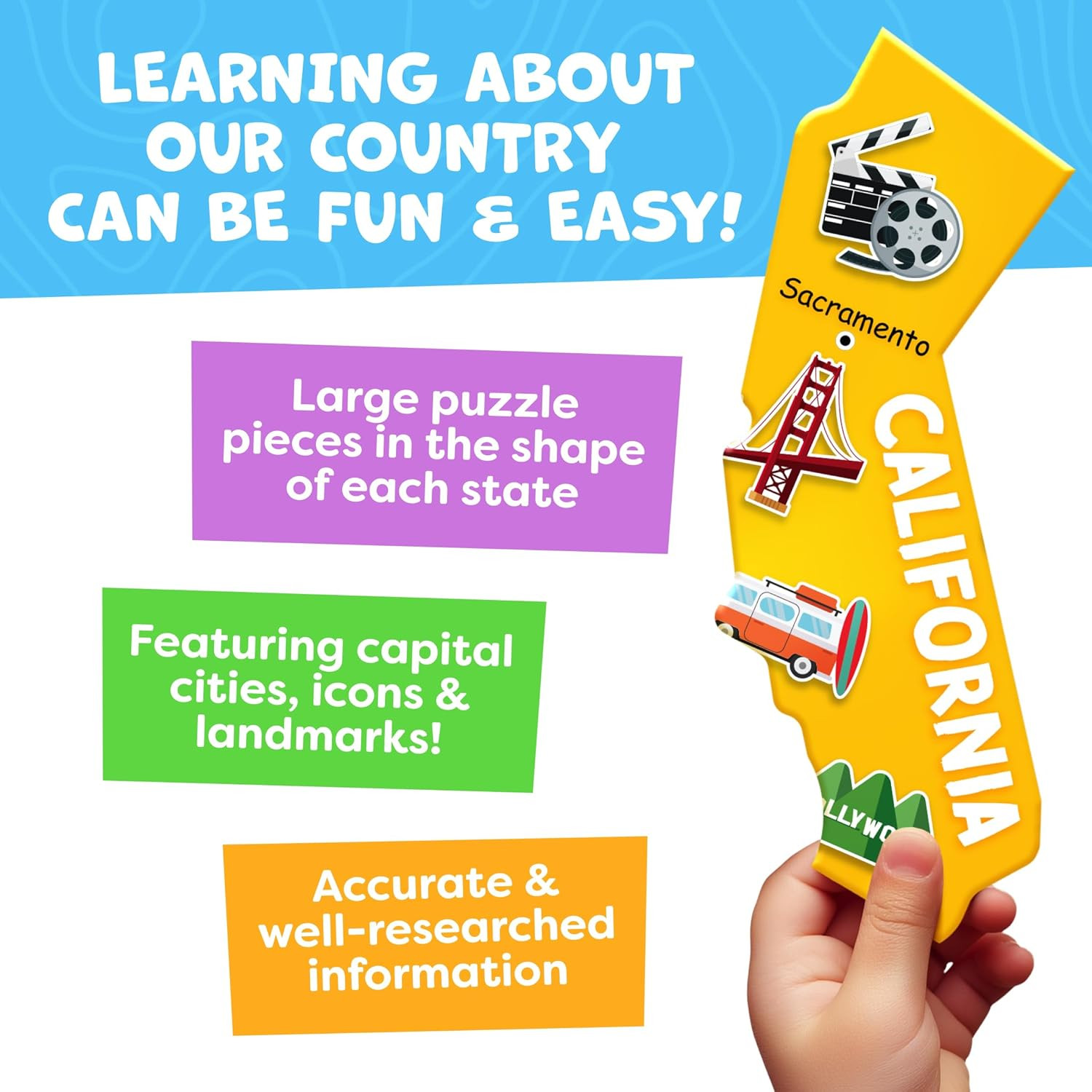 United States Puzzles for Kids Ages 4-6 – Educational Toys for 4+ Year Old Boys