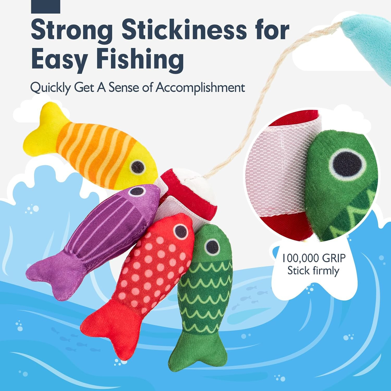 Montessori Toys for 1 Year Old Boy Girl Birthday Gift – 10 in 1 Cloth Fishing Ga