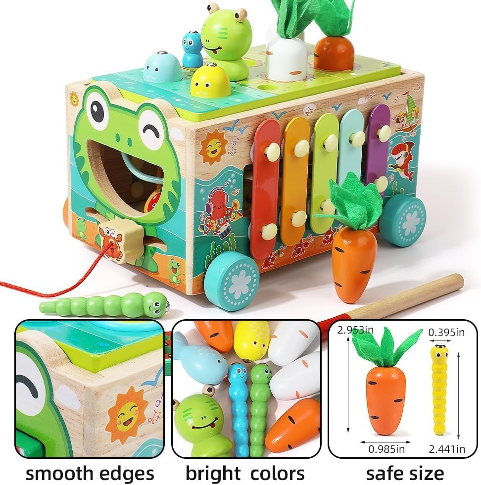 Grinnie Frog Bead Maze Farm Car, Kids Toy, Montessori Ages 12-18 Months New