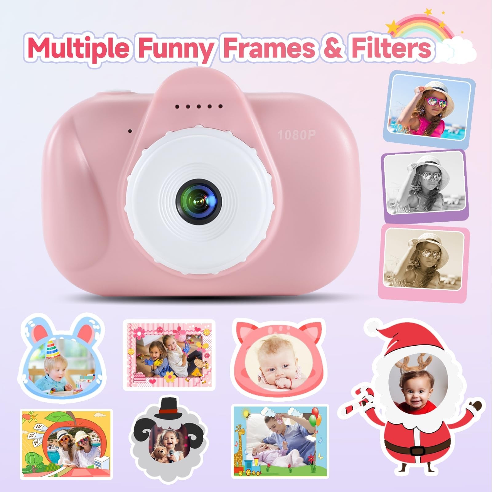 Kids Camera Toddler Toys for Girls Boys 3 4 5 6 7 8 9 Year Old Girls, Video C…