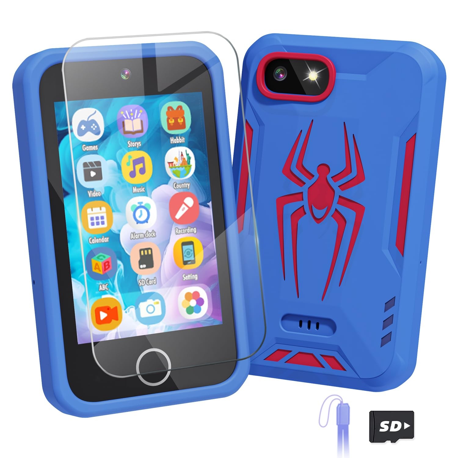 Kids Smart Phone, Spider Toys Phone for Boys 3 4 5 6 7 8 Years Old, Dual Camera,