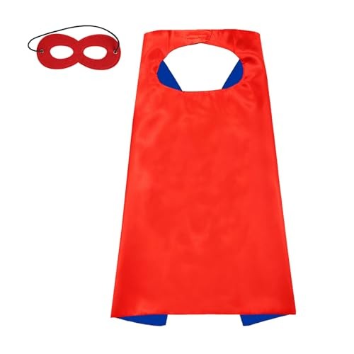 Superhero Cape and Mask for Kids, Toy for 3-9 Year Old Boys Girls Halloween Red
