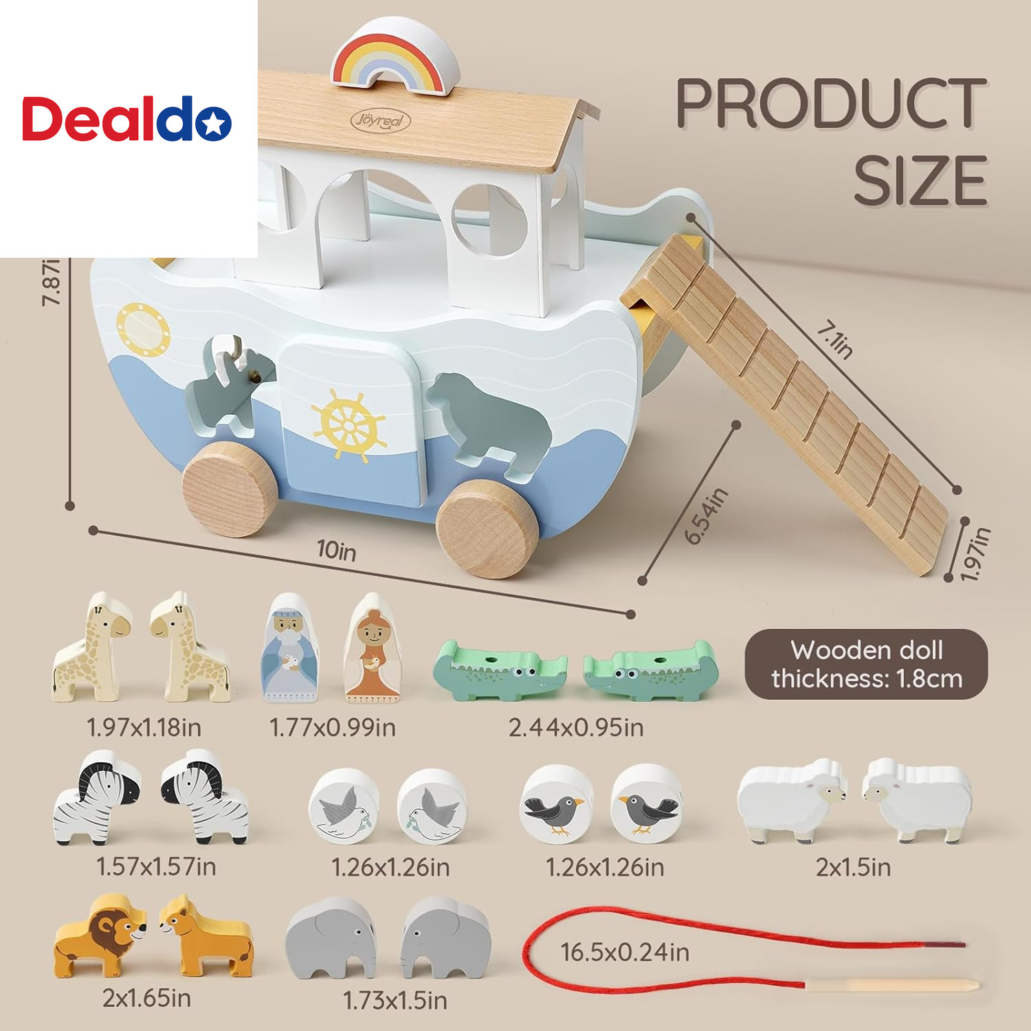 Wooden Noah’S Ark Toy for 1 Year Old Baby Boy and Girl Baptism Gift – Neutral Co