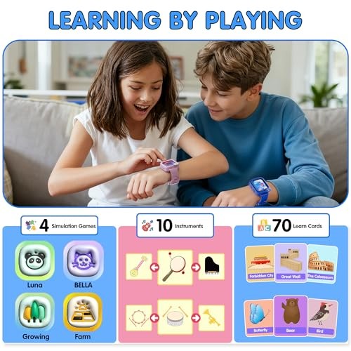 Smart Watch for Kids, Kids Watch Boys Girls with 36 Games Alarm Touchscreen