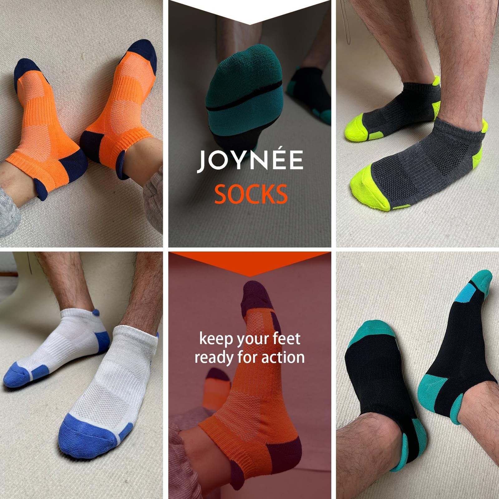 JOYNÉE Mens Ankle Athletic Low Cut Socks for Men Cushioned Running Sports W