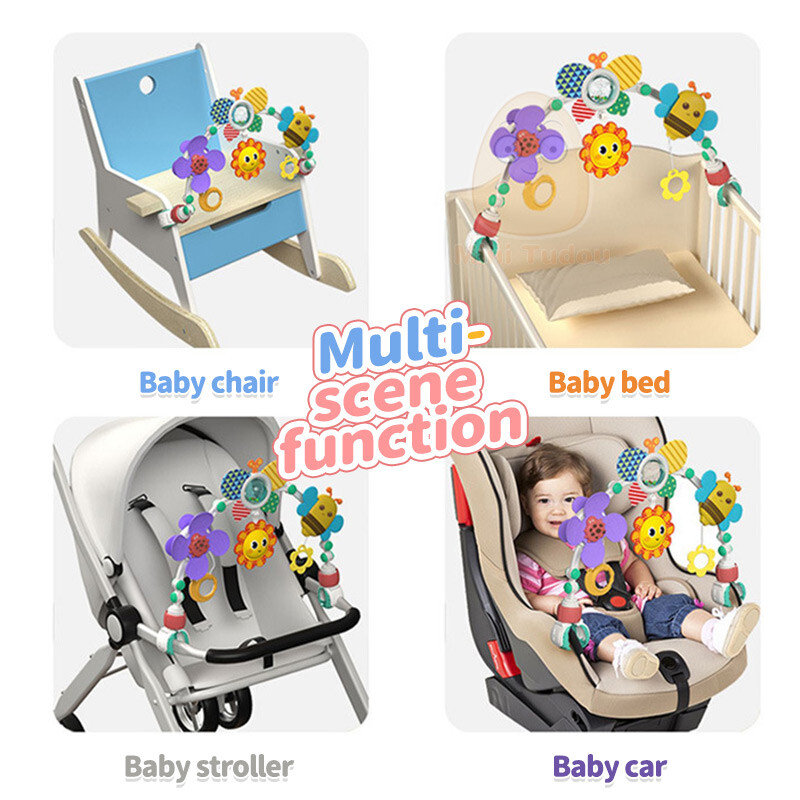 Stroller Arch Toy for Baby, Musical Carseat Toys Hanging with Teething,Baby Crib