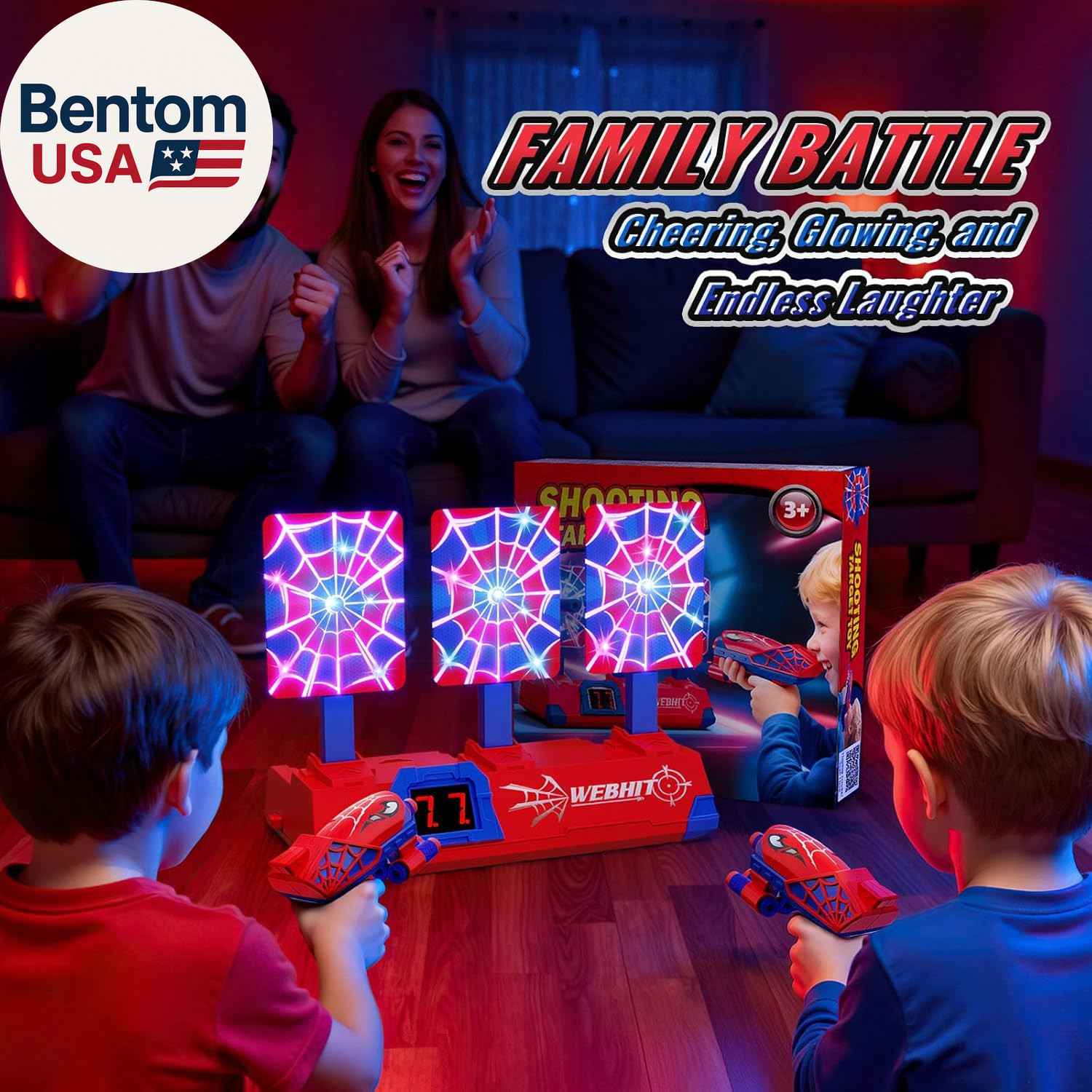 Shooting Toys for 3-12 Year Old Boys, Hero Styles with Glowing Web&Sounds,Lcd Sc