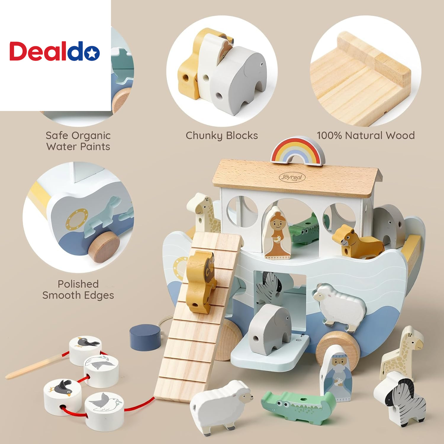 Wooden Noah’S Ark Toy for 1 Year Old Baby Boy and Girl Baptism Gift – Neutral Co