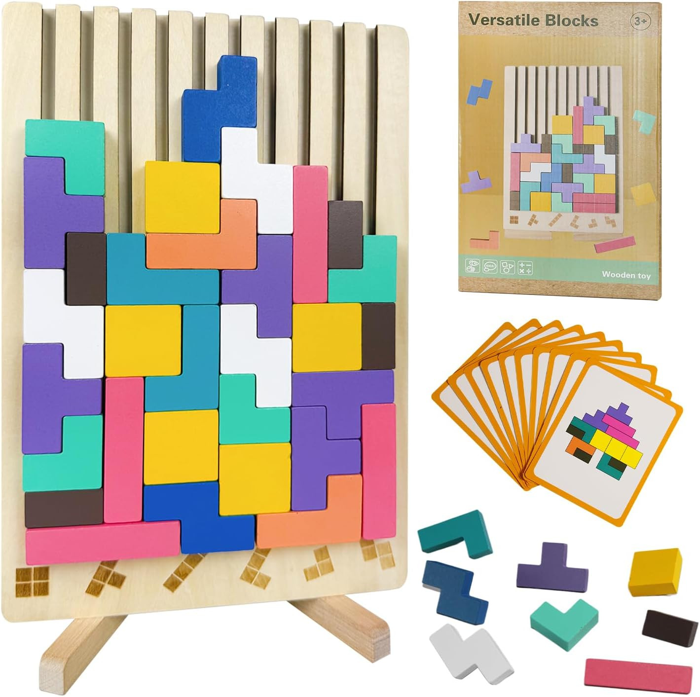 Wooden Stacking Puzzle Toy, 3D Montessori Puzzles, Giant Russian Block Game for