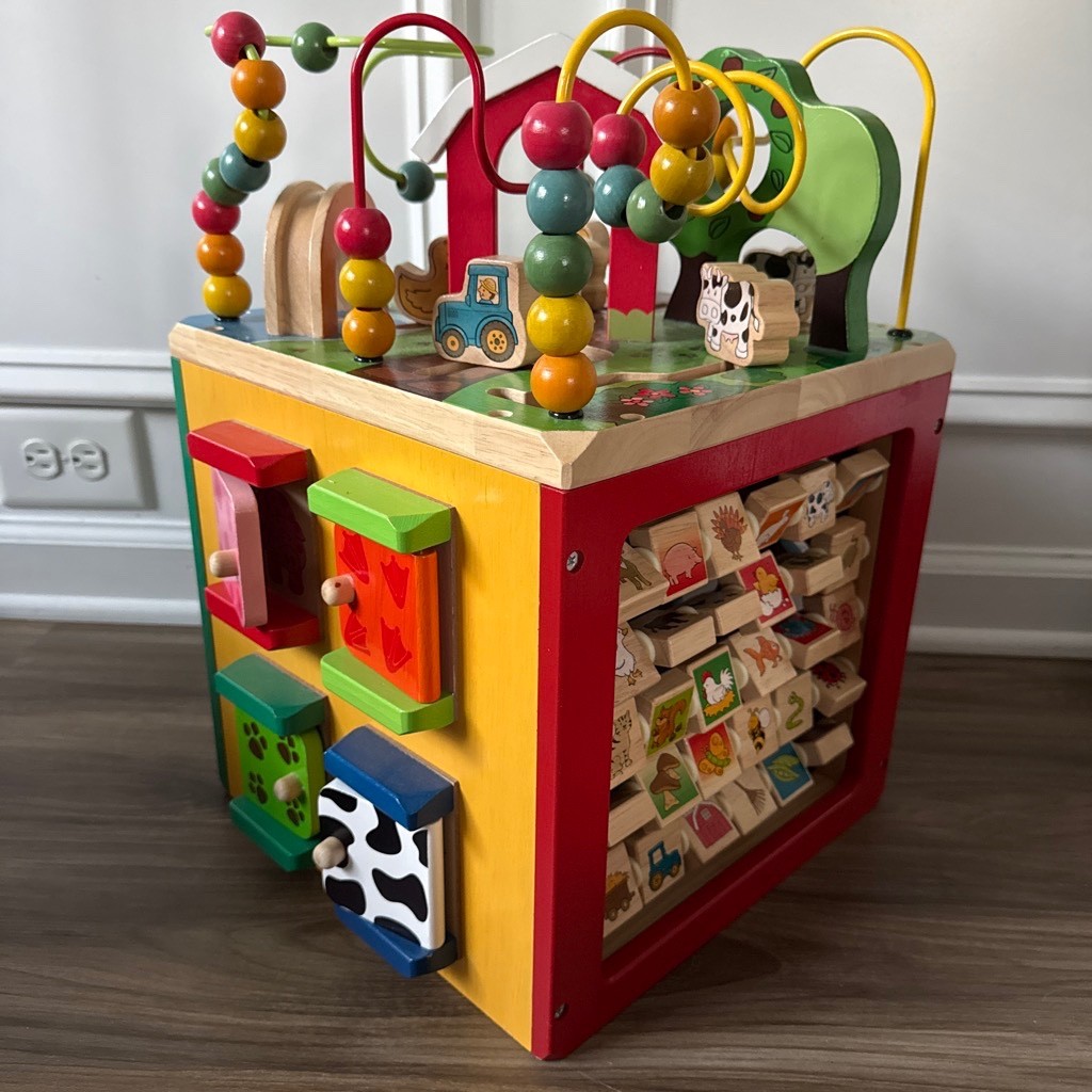 Battat Activity Cube Farm Theme Educational Wooden Toys Toddlers Kids
