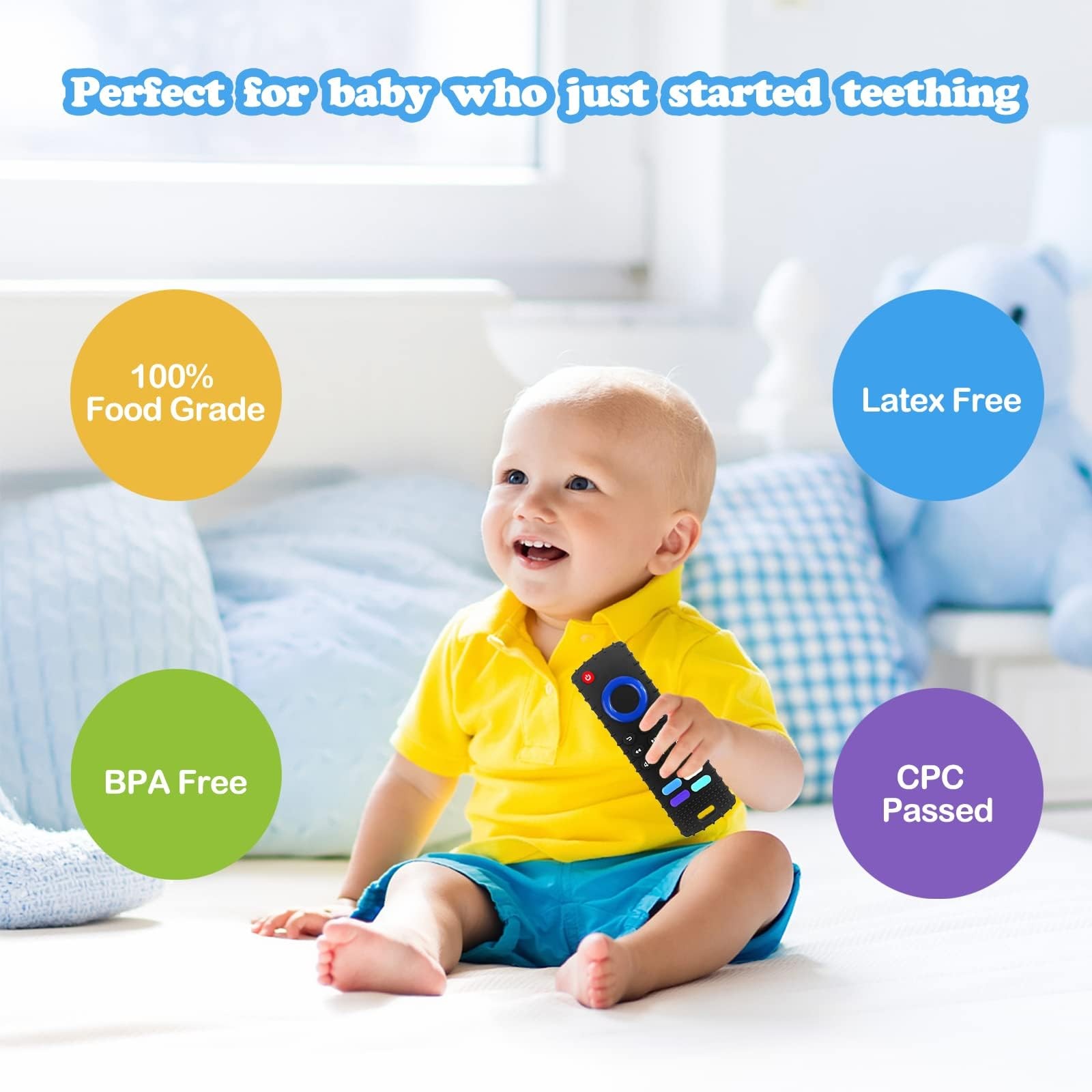 ERSIHUA 2-Pack Silicone Baby Teething Toys, TV Remote New-F Black+R Purple