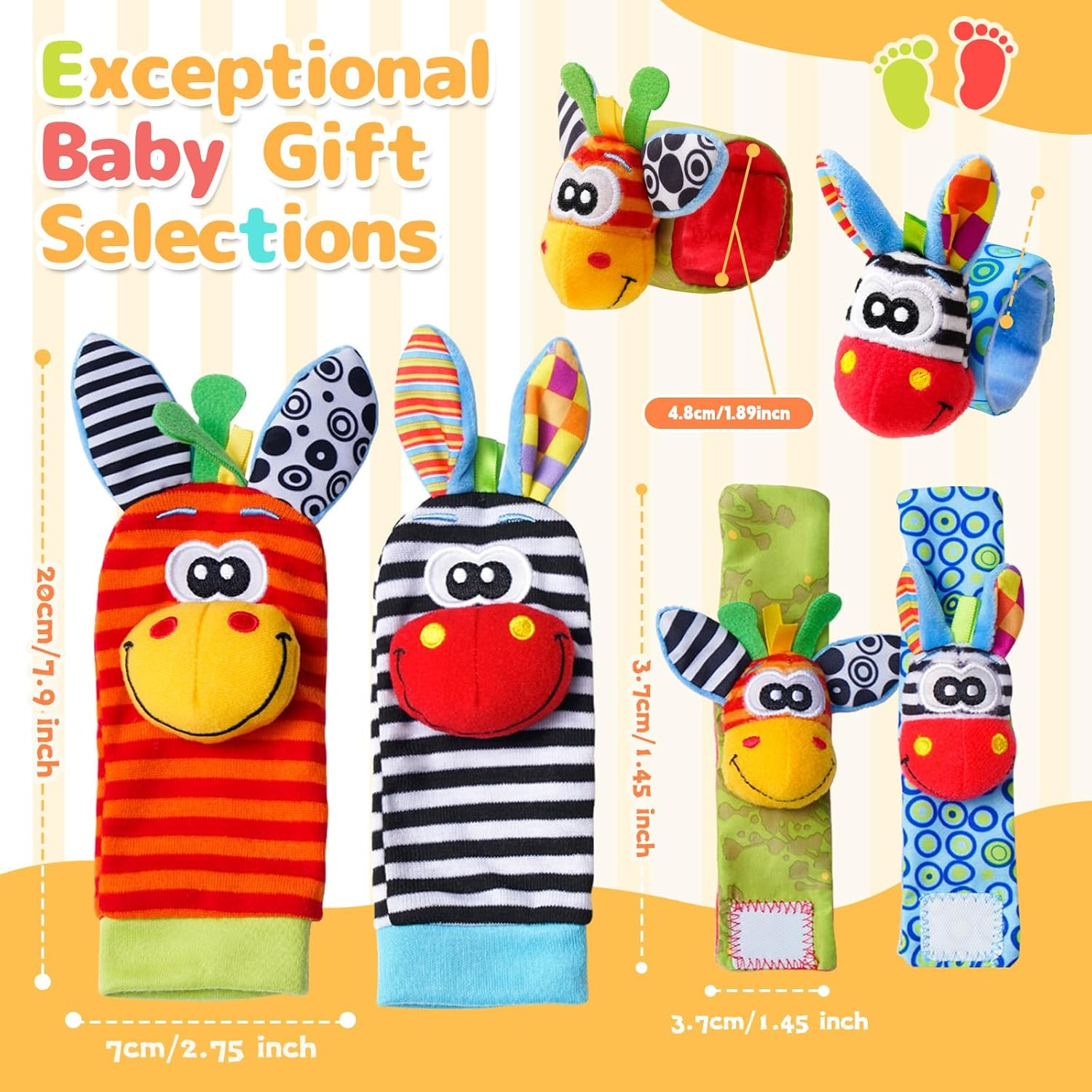 Baby Toys 0-6 Months, Infant Rattle Socks, Wrist Hand & Foot Finder Socks Set,So
