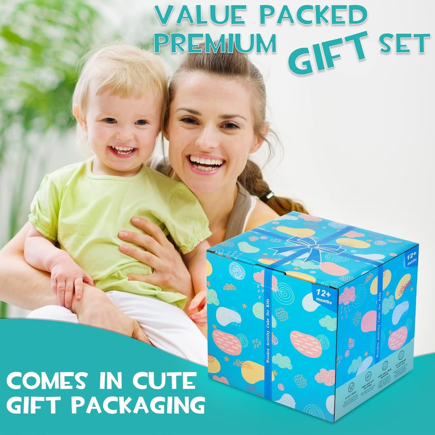 Wooden Activity Cube With Bead Maze 8 n 1 Baby Activity Cube