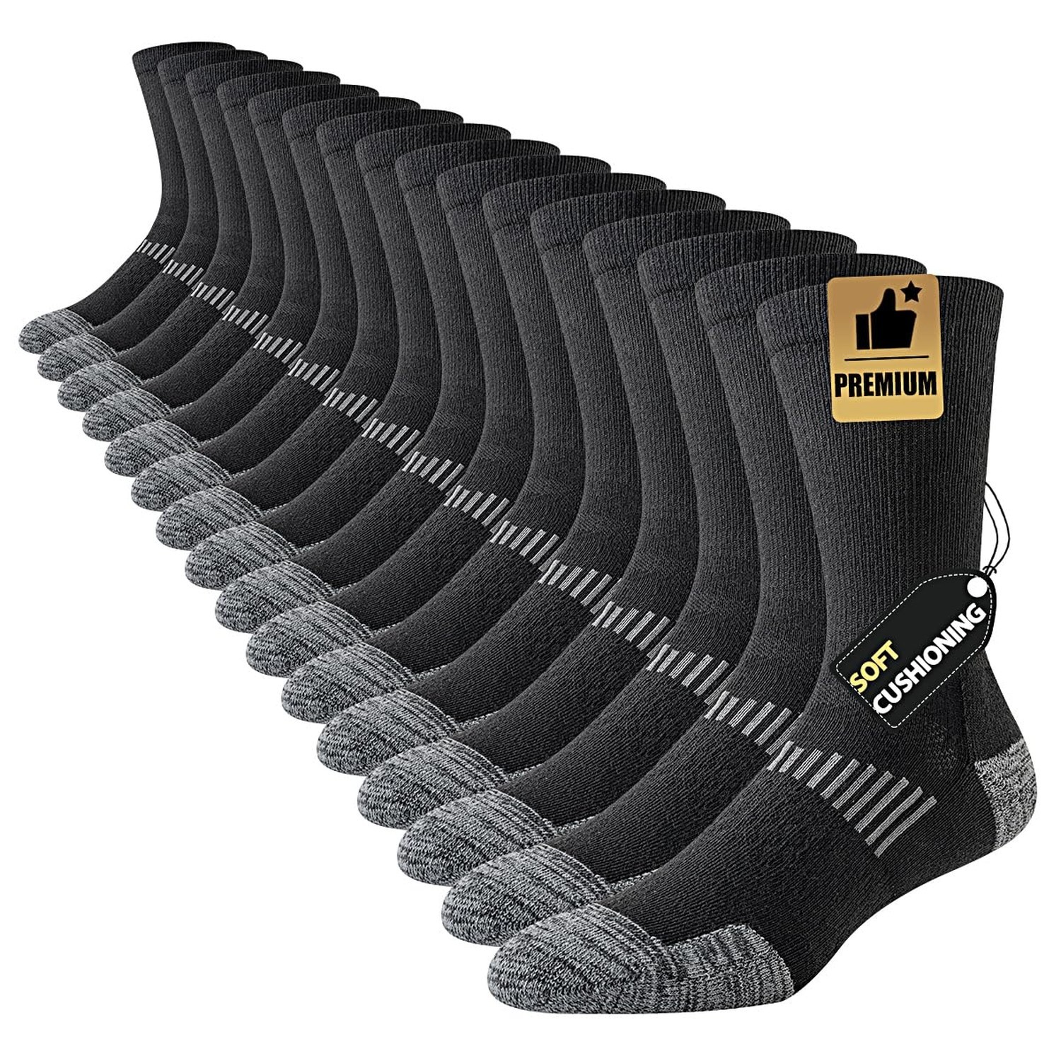 JOYNÉE 8 Pairs Mens Casual Breathable Crew Athletic Calf Socks Long Cushion