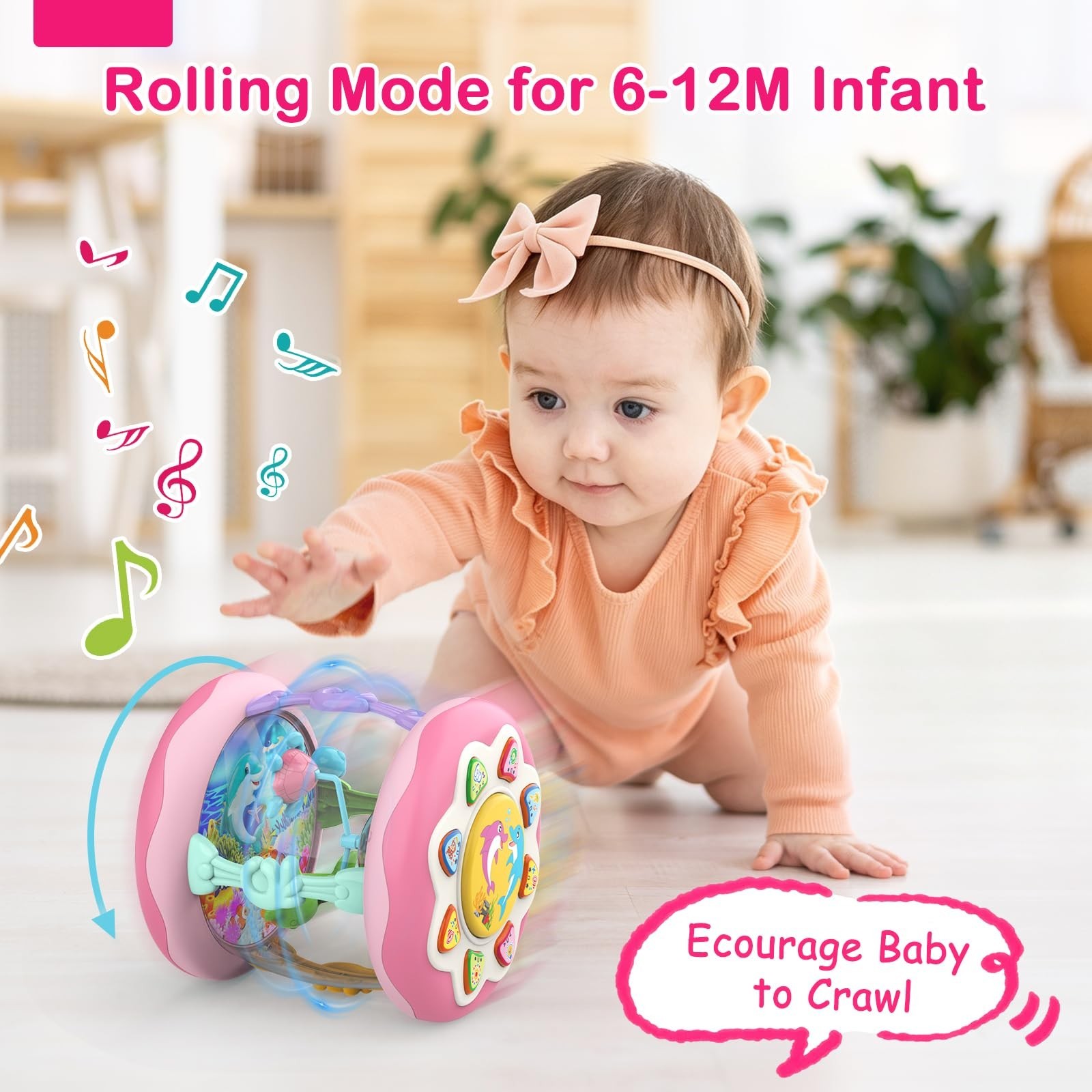 Baby Girls Toys 0-6 Months, Ocean Rotating Projector Music Light Up Newborn…