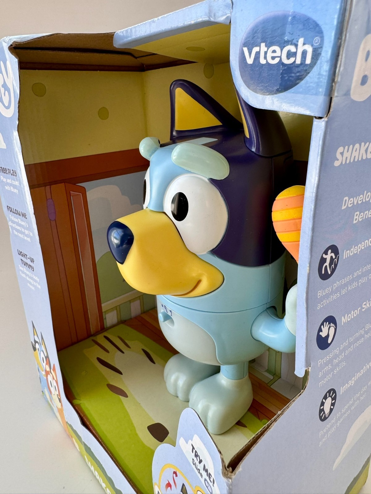 VTech Bluey Shake It Bluey Light Up Belly Childrens Speaking Toy New in Box