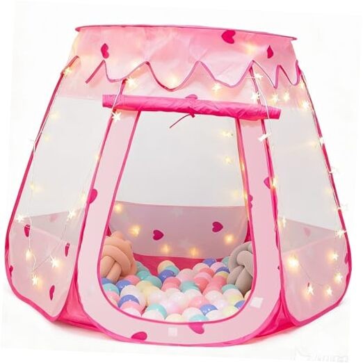 Pop Up Princess Tent with Star Light, Toys for 1 2 3 Year Old Girl Pink