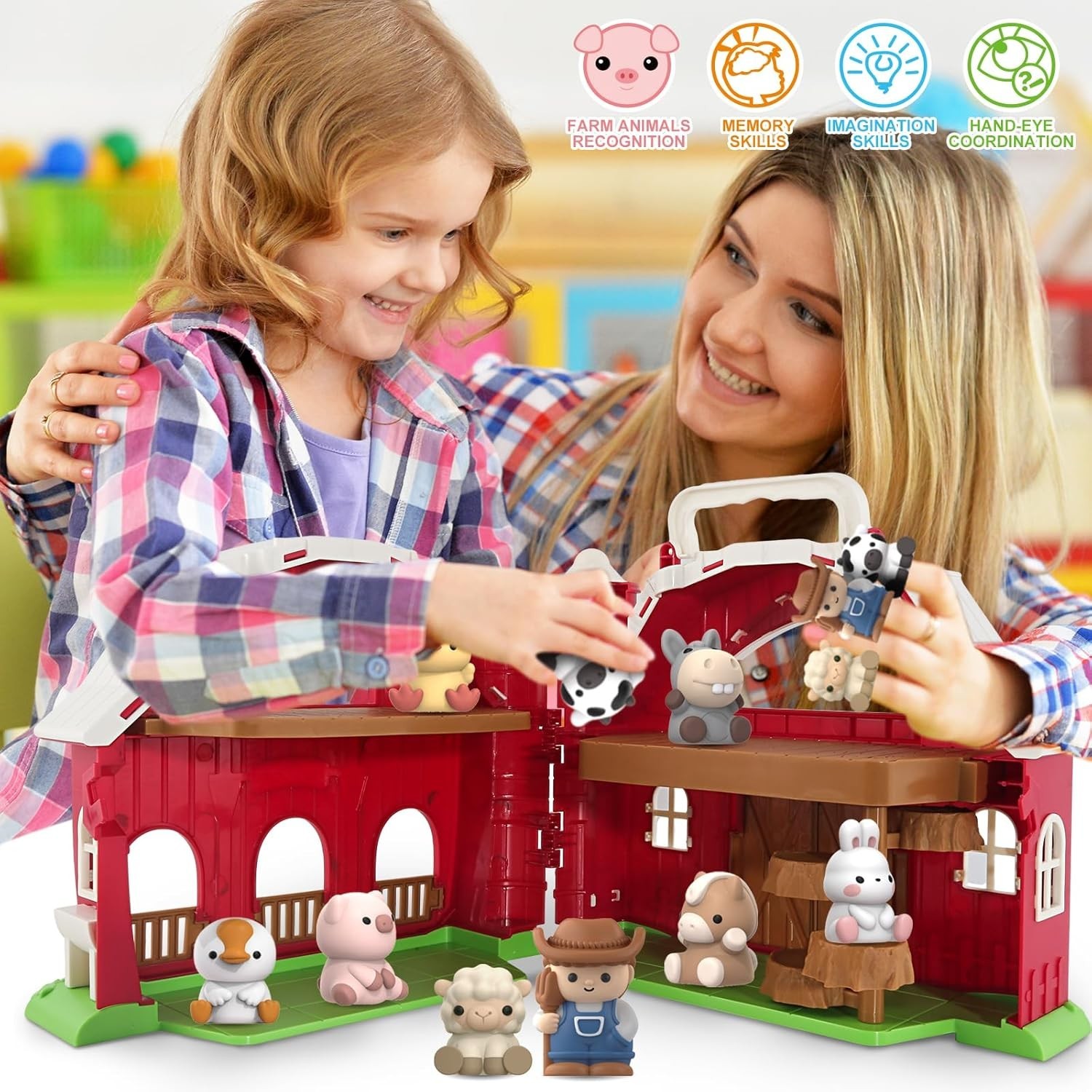 Toys for 1 2 3 Years Old Boys and Girls, Big Barn Toy with Farm Animal