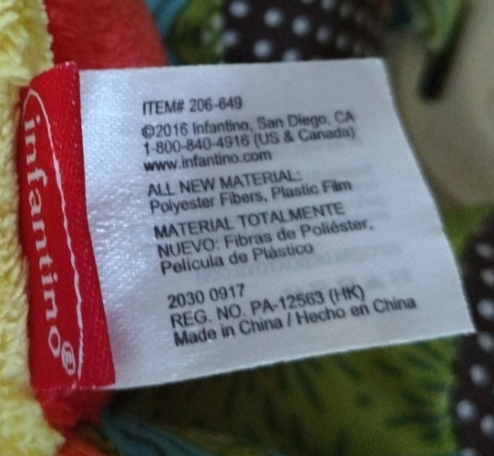 Infantino Yellow Corduroy Giraffe Hanging Stroller Teether Crinkle Rattle Toy