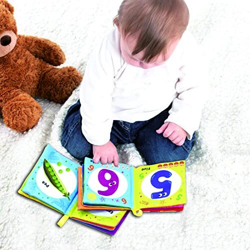 Soft Cloth Book for Baby Infant Toddler Kids 6-Pack Crinkle Squeaky Washable Non