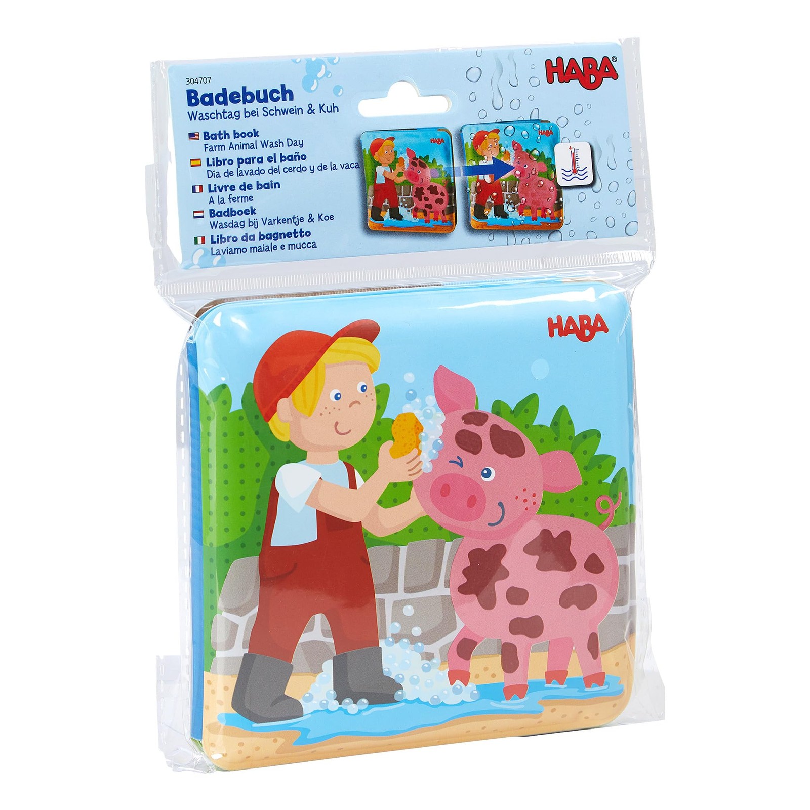 HABA Magic Color Changing Bath Book: Animal Wash Day, 5.75″ x 5.75″, Grey