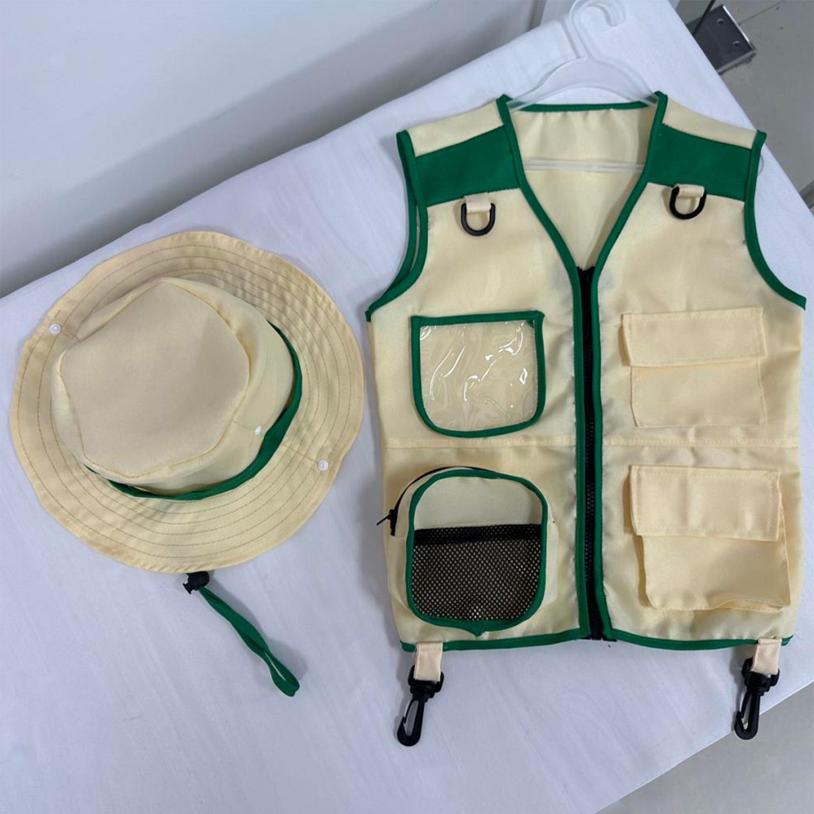 Kids Explorer Vest And Hat Costume Accessories Cargo Vest