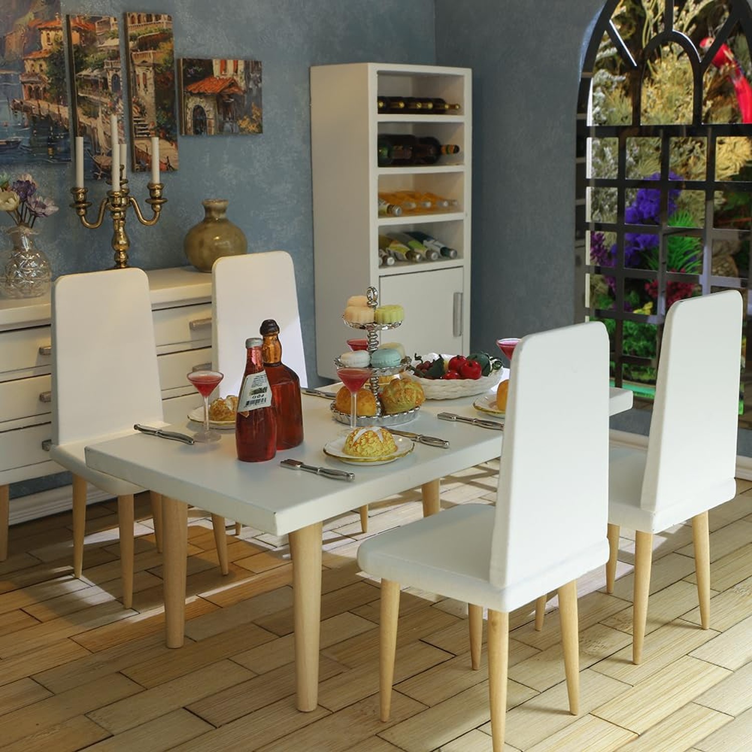 iLAND Dollhouse Furniture on 1/12 Scale of Dining-Room, Wooden Doll House Fur…