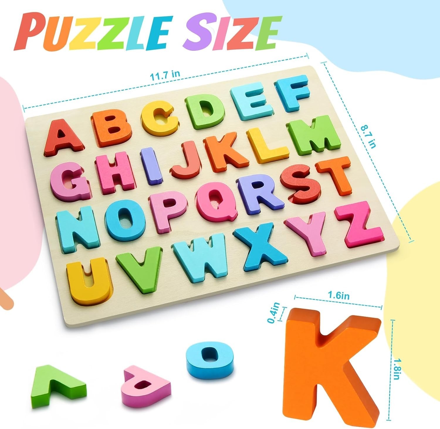 Wooden Puzzles for Toddlers, ABC Alphabet Puzzle, Learning Toys, Preschool Le…
