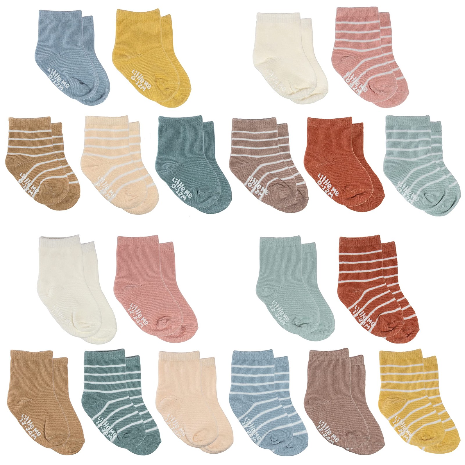 unisex baby Muted Colors 20 Pack Socks, Multi, 0-24 Months US