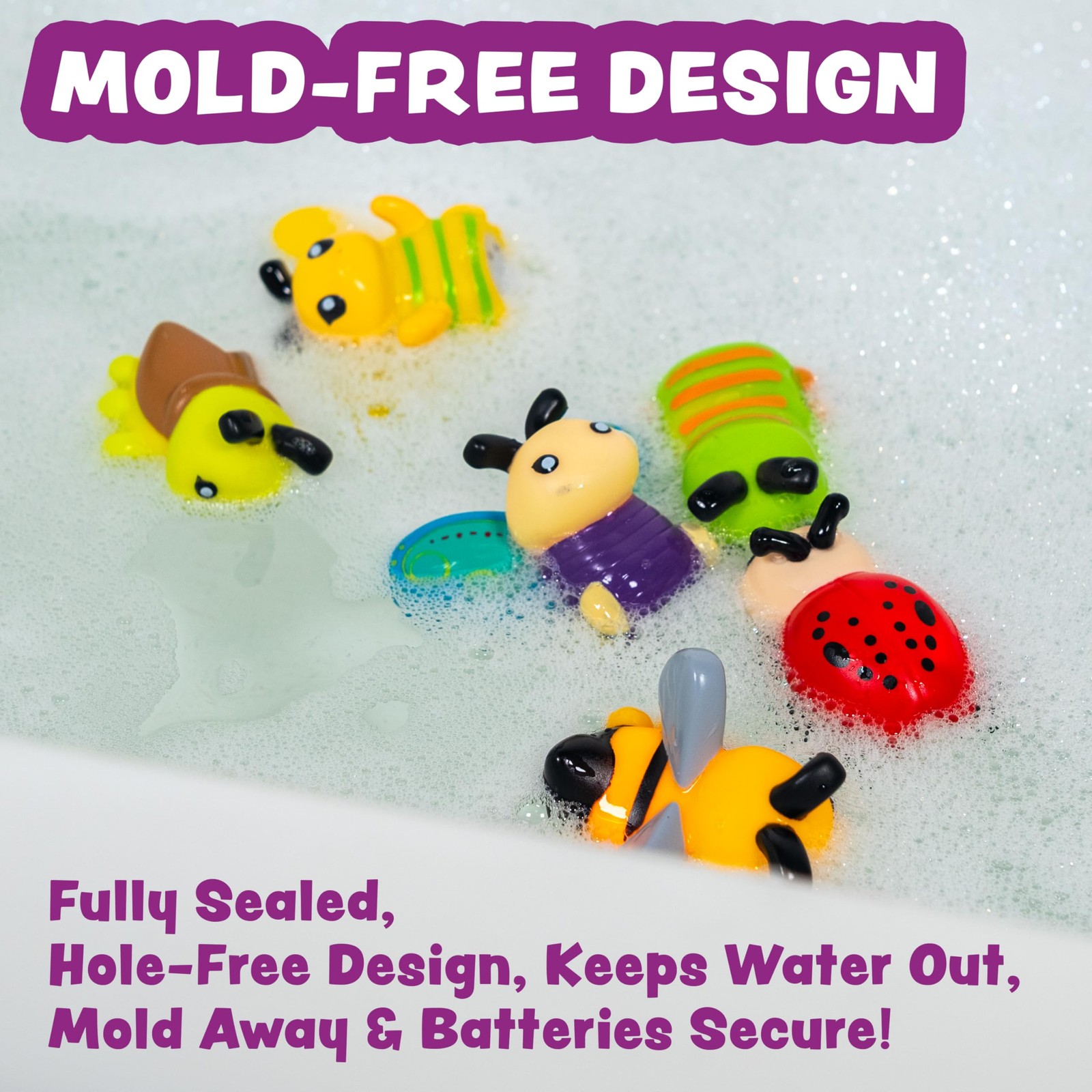 Tub Works® Bugs™ Light Up Bath Toys, 6 Pack | Water-Activated Multicolored