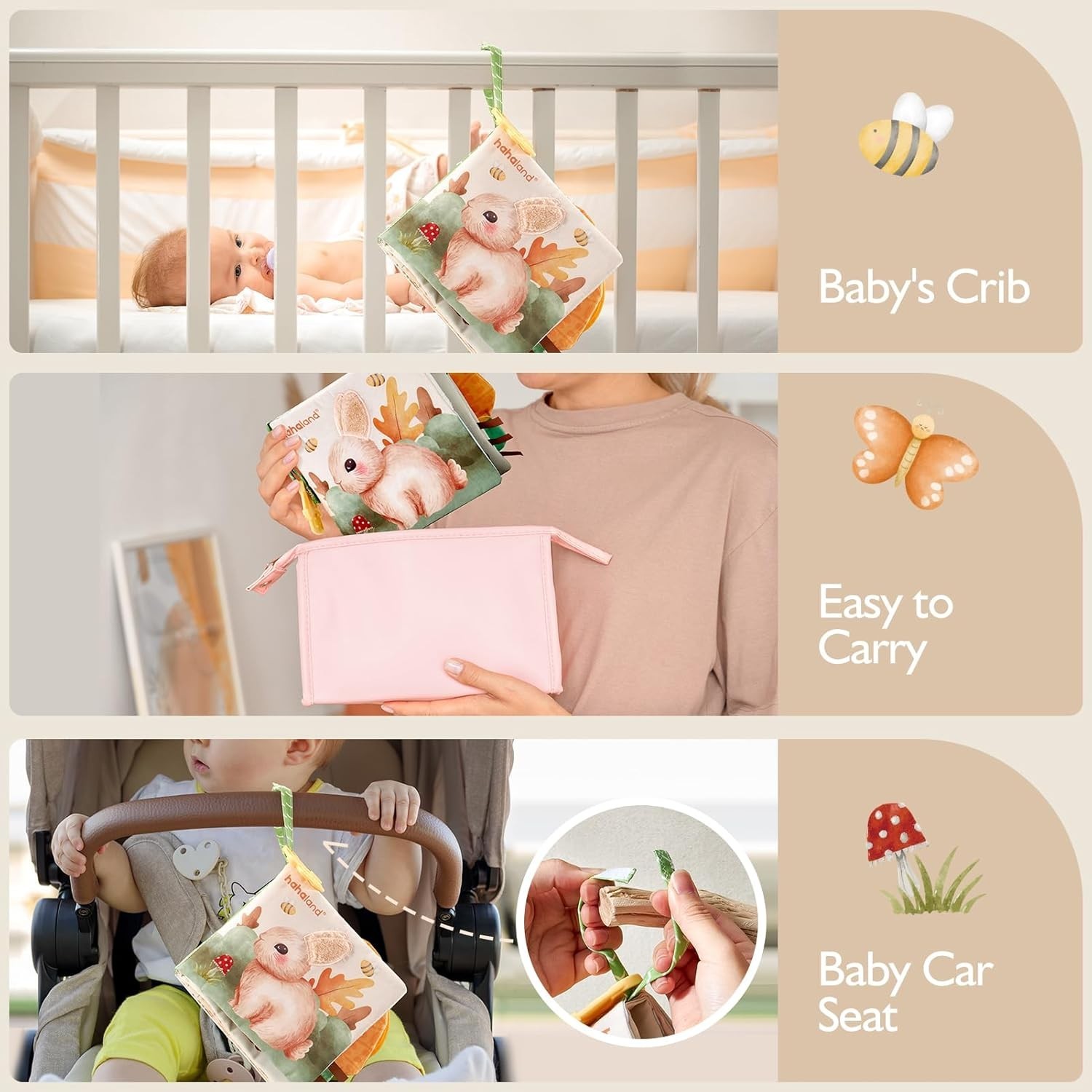 Baby Books 0-6 , Tummy Time Sensory Toys 6 to 12 Touch Feel Crinkle Book for…