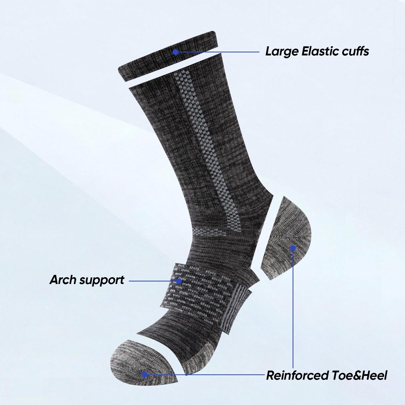 Heatuff Men’s Crew Work Boot Socks 6 Pairs, Thick Cotton Cushioned Socks, Moi…