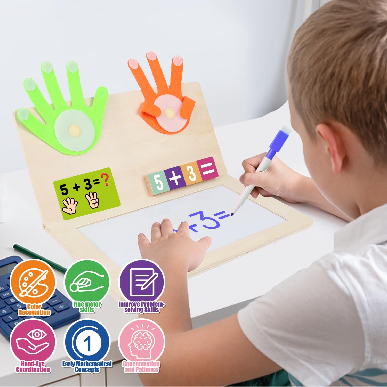 Wooden Number Blocks for Kids 3-4 Years Educational Math Counting Game